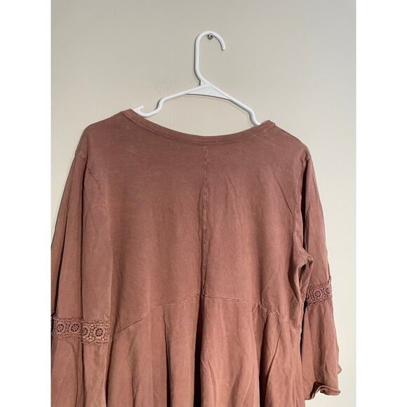 Altar’d State Brown V-Neck Bell Sleeve Top - Picture 6 of 8